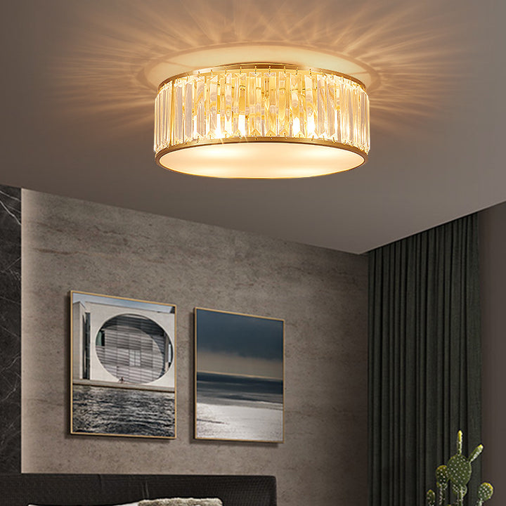 Modern Luxury Iron Crystal Gold Geometric Shape 4/5 Light Semi- Flush Mount Ceiling Light For Hallway