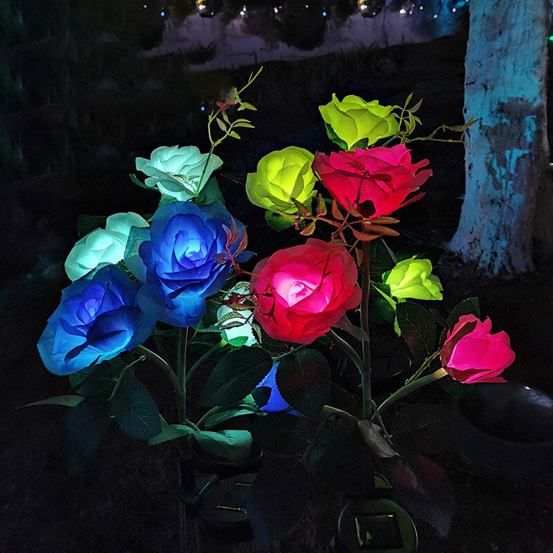 Creative Simulation Rose Decoration Solar Outdoor Lawn LED Garden Ground Insert Landscape Light