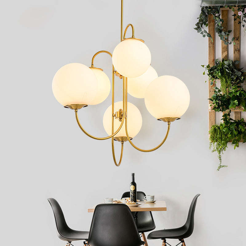 Nordic Light Luxury Minimal 6-Light Iron Glass Chandelier