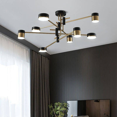 Modern Minimalist Black Gold Balanced 4-8 Light Semi-Flush Mount Light