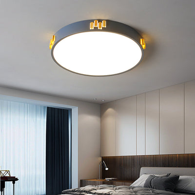 Nordic Simple Round Hollow Wood LED Flush Mount Ceiling Light