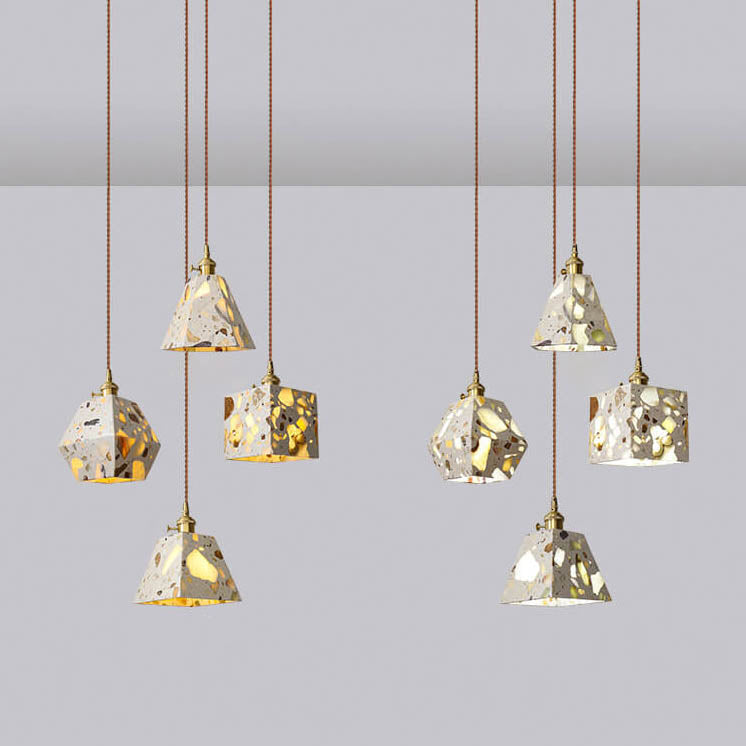 Nordic Industrial Vintage Square Geometry Kupfer Zement 1-Licht Pendelleuchte 