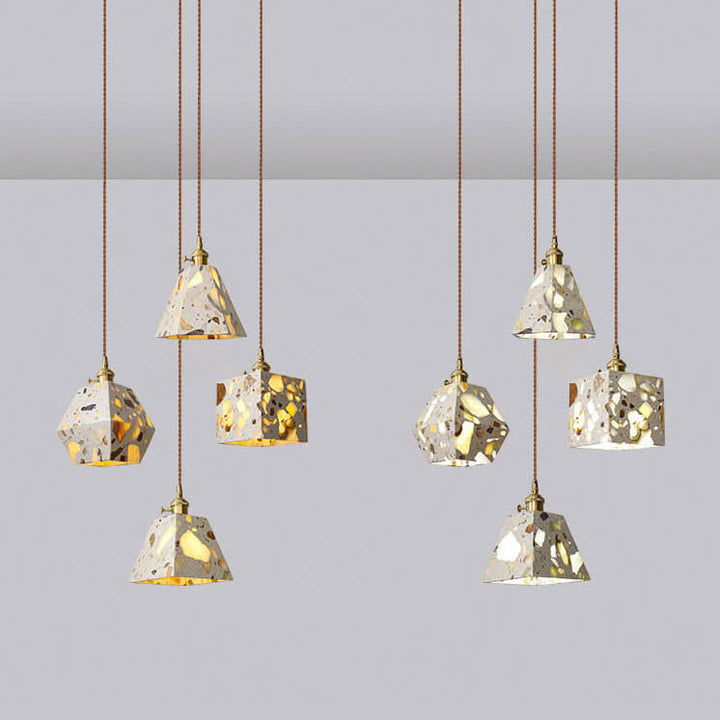 Nordic Industrial Vintage Square Geometry Kupfer Zement 1-Licht Pendelleuchte 