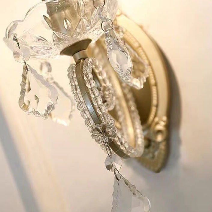 Applique murale européenne vintage en cristal candélabre 1/2 lumière 