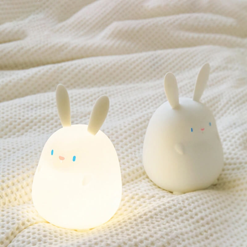 Lampe de bureau LED avec veilleuse USB tactile en silicone en forme de petit lapin 