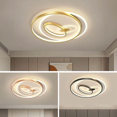 Creative Simple Circular Overlapping Dislocation Design LED Flush Mount Light