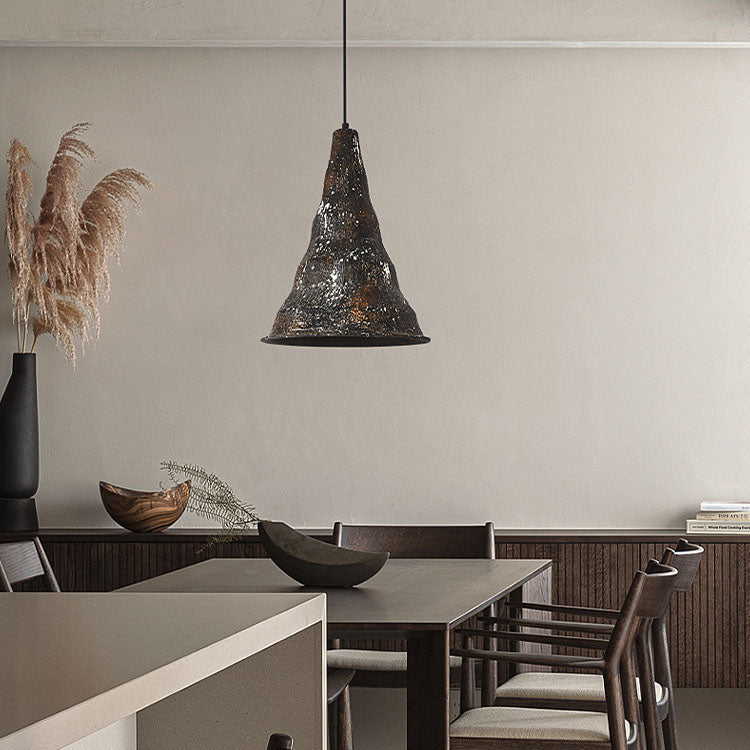 Traditional Vintage Iron Rust Cone Shape 1-Light Pendant Light for Living Room