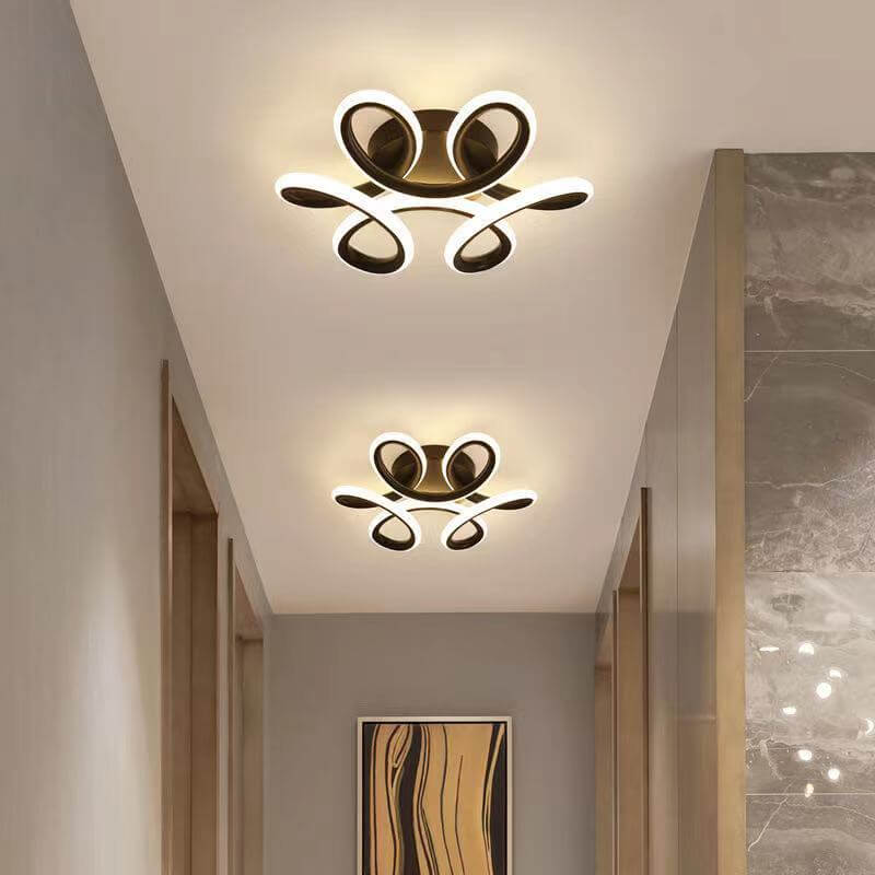 Simple Curved Flower LED Semi-Flush Mount Ceiling Light