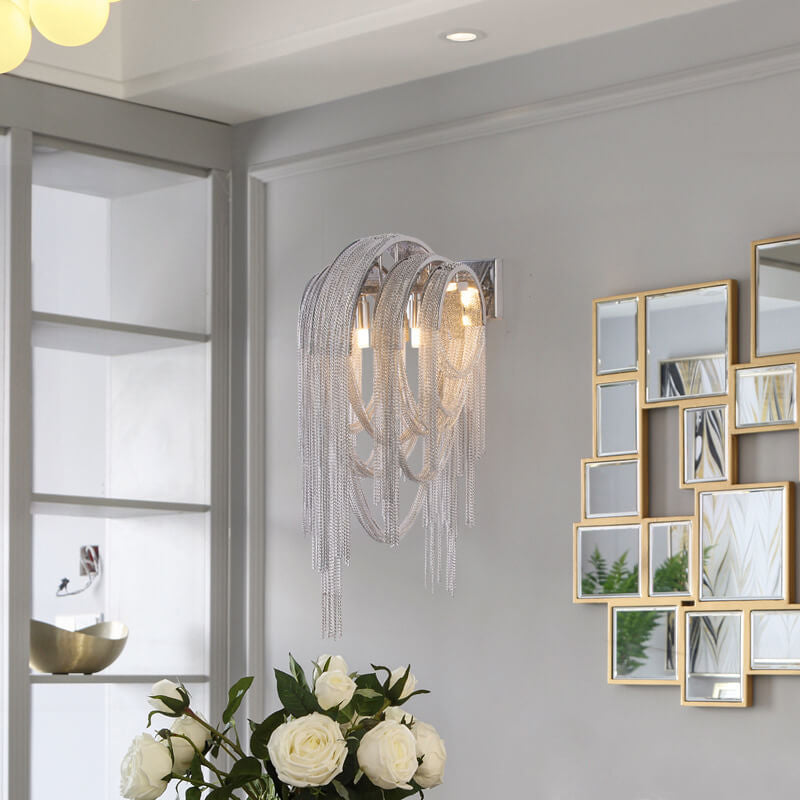 Postmodern Luxury Aluminum Chain Tassel  2-Light Wall Sconce
