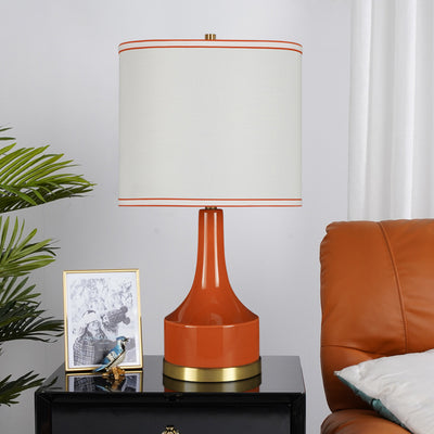 Modern Light Luxury Fabric Cylinder Water Drop Jar 1-Light Table Lamp