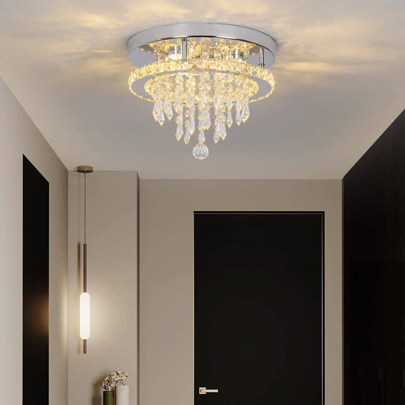 Modern Light Luxury Round Crystal LED Flush Mount Ceiling Light