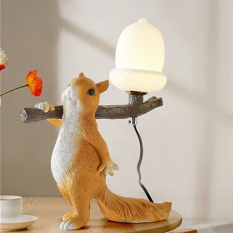 Nordic Creative Resin Squirrel Moon Glass 1-Light Table Lamp