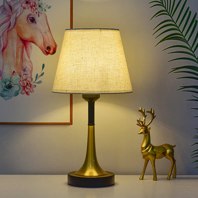 Lampe de table LED avec télécommande USB en tissu métallique rétro européen 