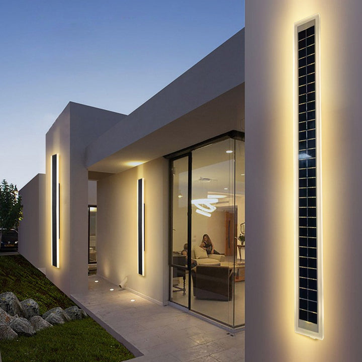 Moderne minimalistische Aluminium-Acryl Solar-Rechteckstreifen-Wandlampe für den Außenbereich, wasserdicht, LED-Wandleuchte für die Terrasse 