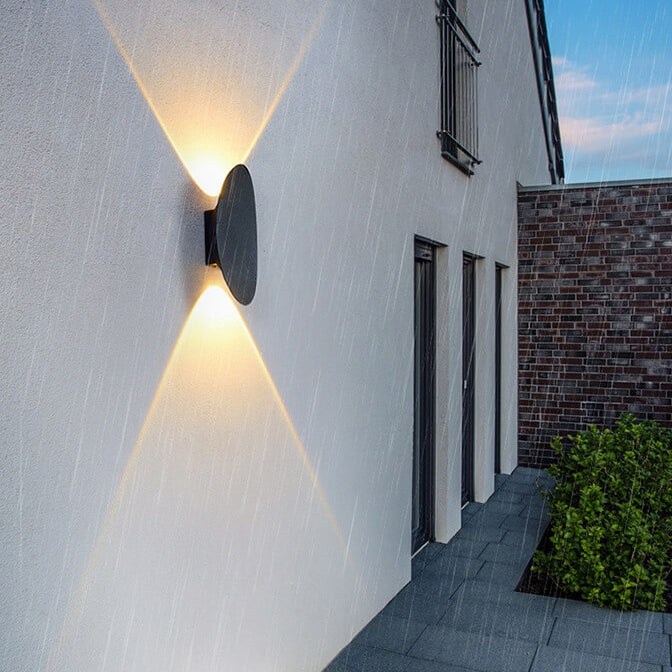 Lámpara de Aplique de Pared Impermeable LED para Exterior de Aluminio de Forma Oval Simple y Plana 