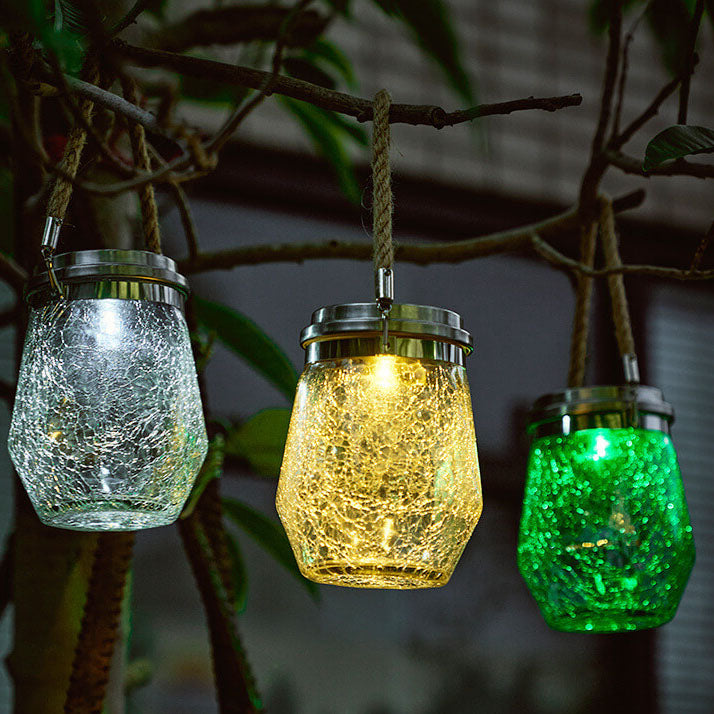 Luz de cadena solar LED de decoración de estrella de botella de vidrio craquelado creativa contemporánea para patio al aire libre 