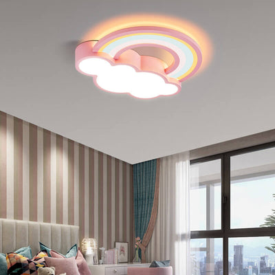 Childlike Cartoon Rainbow Cloud Design LED Flush Mount Light