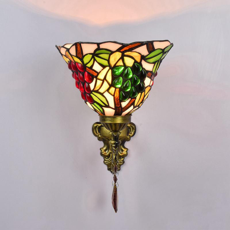 European Rustic Creative Grape Crystal 1-Light Crystal Wall Lamp
