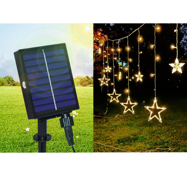 LED-Solar-Stern-Mond-Vorhang-Licht-Weihnachtsterrasse im Freien Dekorative Camping-Schnur-Lichter 