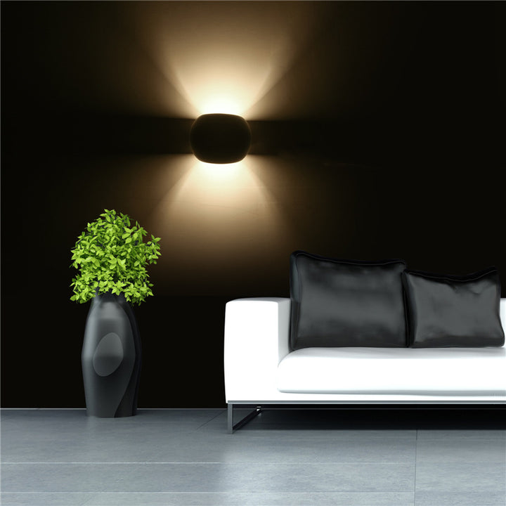 Modern Minimalist Round Drum Up and Down Gypsum 1-Light  Wall Sconce Lamp