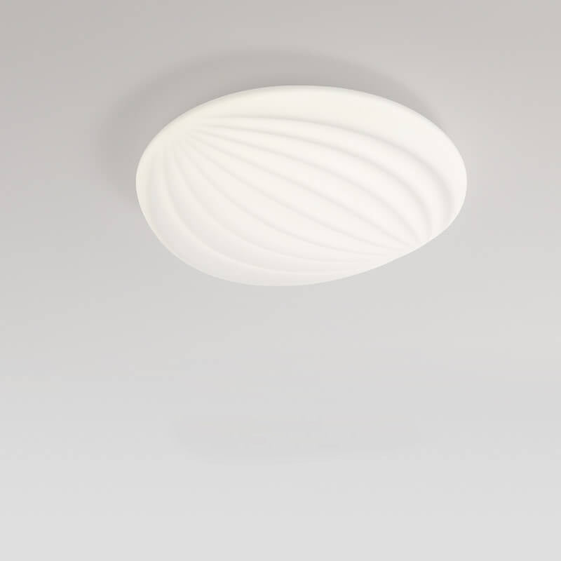 Modern Minimalist Milk White Acrylic Striped Round LED Flush Mount Ceiling Light