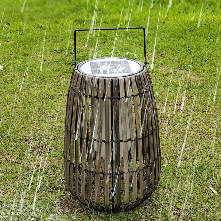Lumière de paysage de pelouse LED solaire étanche portable en osier rustique moderne 