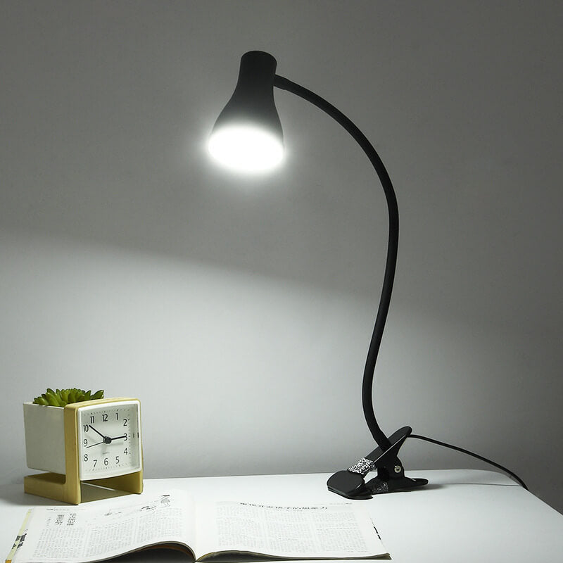 Lámpara de mesa LED de estudio con protección ocular USB negra moderna con clip 
