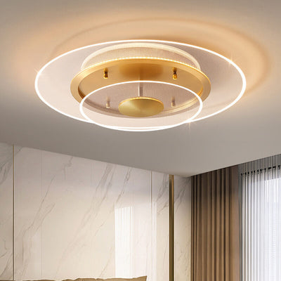 Modern Light Luxury Round Acrylic Gold LED Flush Mount Ceiling Light