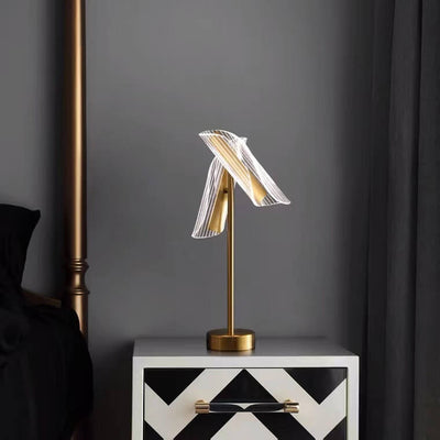 Modern Creative Gold-Finished Frame Acrylic Rotating Vane LED Table Lamp