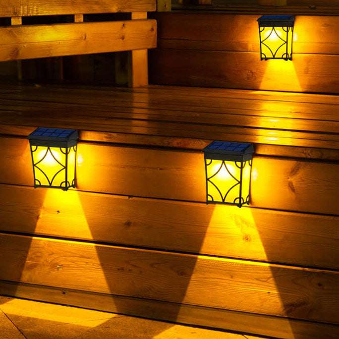 مصباح حائط LED مقاوم للماء خارجي مربع شمسي ريترو 