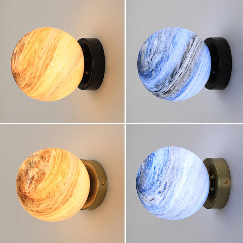 Nordic Creative Planet Glass Orb 1-Light Wall Sconce Lamp