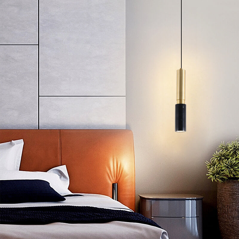 Suspension Luminaire 1 Lumière Métal Colonne Terrazzo Minimaliste Nordique 