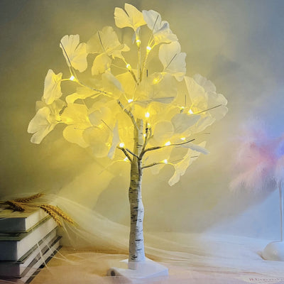 Weihnachtsbeleuchtete Ginkgo-Baum-Simulations-Baum-Licht-Batterie-USB-Dekorations-Tischlampe