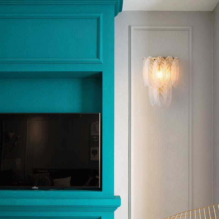 Europäische leichte Luxus-Feder-Eisen-Glas 2/3-Licht Wandleuchte 