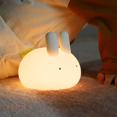 Lámpara de Mesa con Luz Nocturna LED de Silicona Creativa con Forma de Conejo de Dibujos Animados 