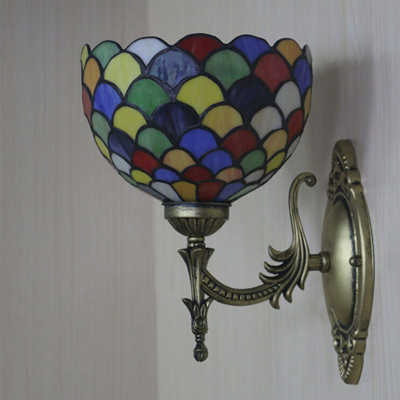 Tiffany Stained Dot Glass 1-Light Wall Sconce Lamp