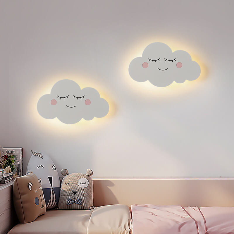 Nordic Creative Clouds Iron Emoji LED Kids Wall Sconce Lamp