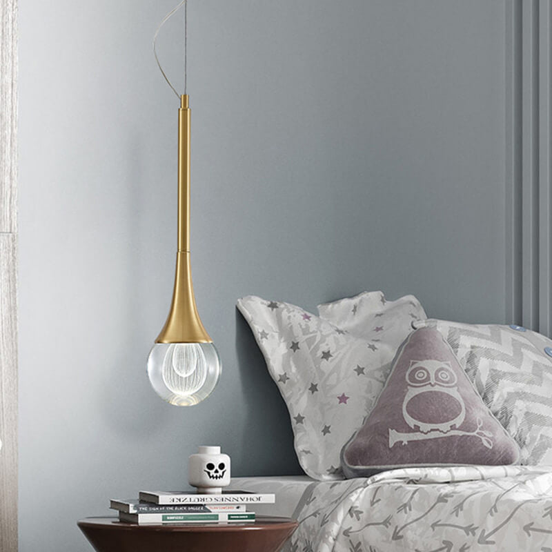 Moderne Luxus Glas Tropfen Messing LED Pendelleuchte 