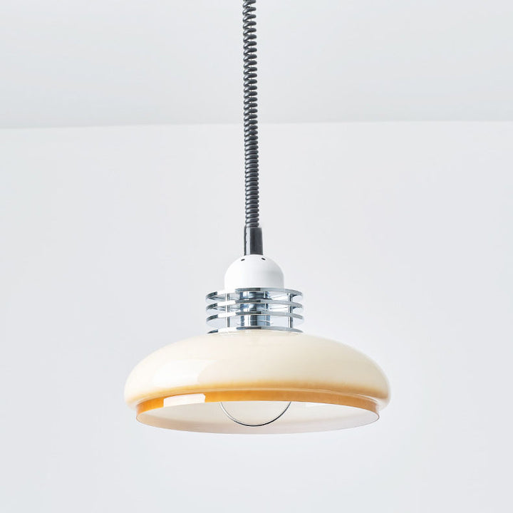 Japanese Minimalist Hardware Glass Round Head Retractable 1-Light Pendant Light