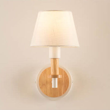 Modern Nordic Wooden Tubular 1-Light Wall Sconce Lamp