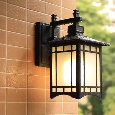 Lampe murale 1 lumière en forme de pavillon chinois en aluminium solaire étanche moderne 