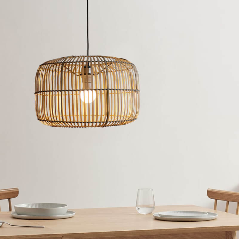 Chinese Minimalist Rustic Bamboo Art 1-Light Pendant Light