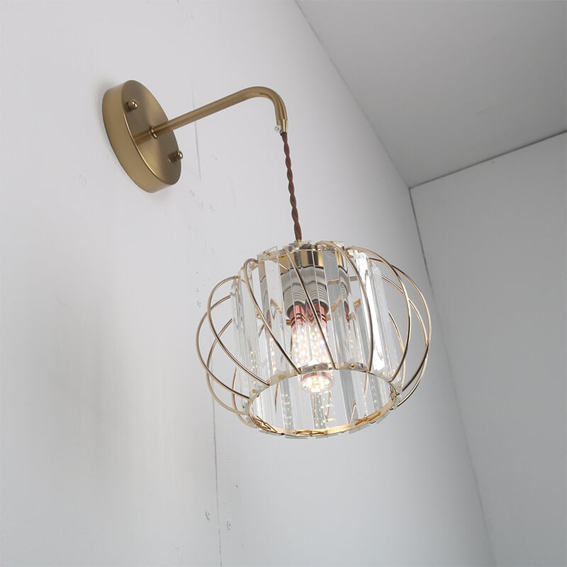 Nordic Creative Adjustable Crystal Lantern Design 1-Light Wall Sconce Lamp