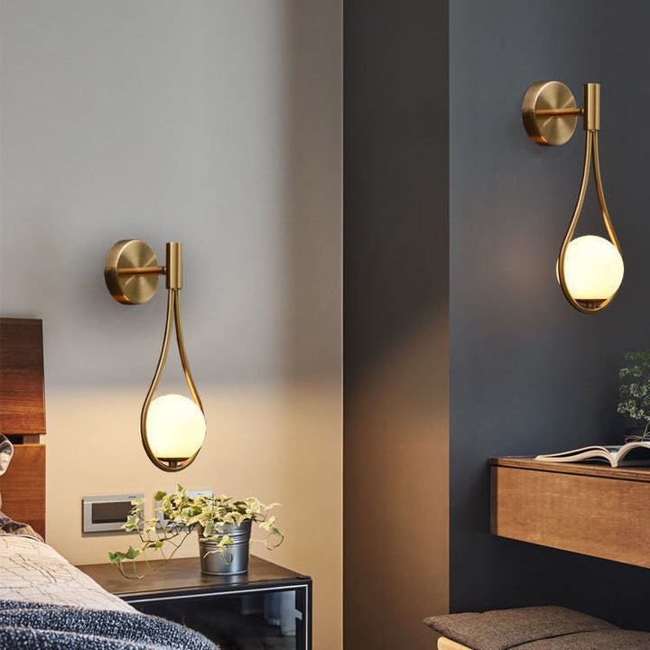 Moderne Luxus Tropfenförmige Runde Kugel Eisen Glas 1-Licht Wandleuchte Lampe 