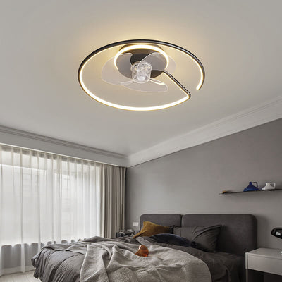 Minimalist Light Luxury Round Ring LED Invisible Flush Mount Ceiling Fan Light