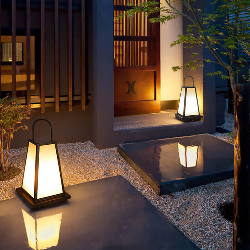 ضوء حديقة LED مقاوم للماء على شكل عمود هندسي شمسي حديث للمناظر الطبيعية الخارجية 