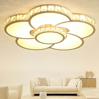 Modern Light Luxury Flowers Crystal LED Flush Mount Ceiling Light