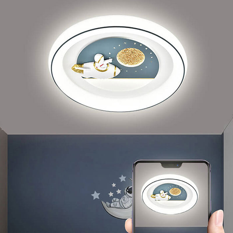 Childlike Eye Protection Cartoon Space Villain LED Flush Mount Light