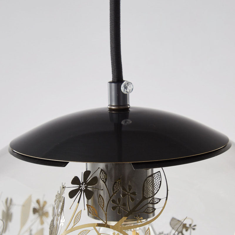 Modern Luxury Round Globe All Brass Glass 1-Light Pendant Light For Bedroom