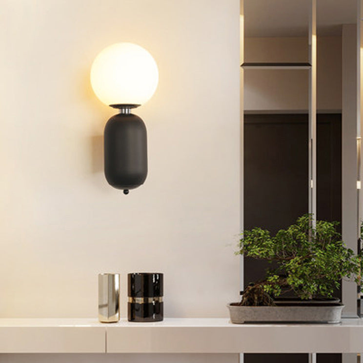 Nordic Creative Cylindrical Glass Orb 1-Light Wall Sconce Lamp